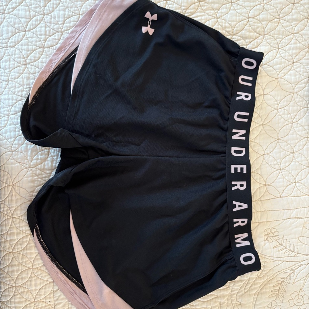 Under Armour Black and Pink Athletic Shorts Moisture-Wicking Performance